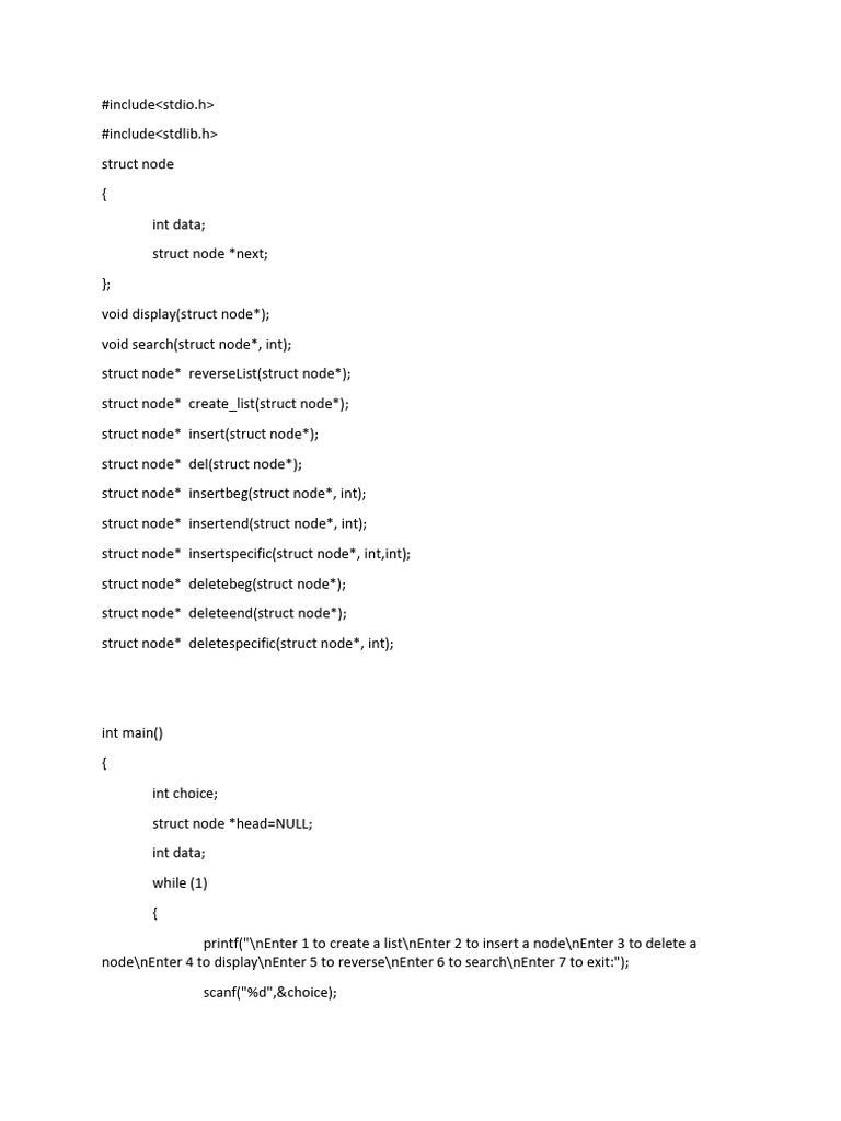 Operations Singly Linked List | PDF | Computer Programming | Algorithms ...