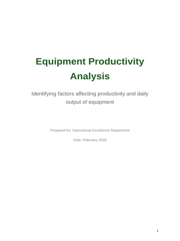 Equipment Productivity Report | PDF | Machines | Road