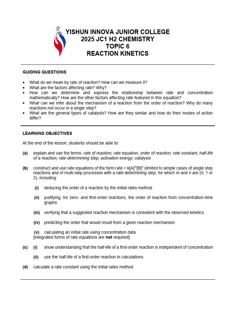 RXN Kinetics Notes 6 | PDF | Reaction Rate | Catalysis