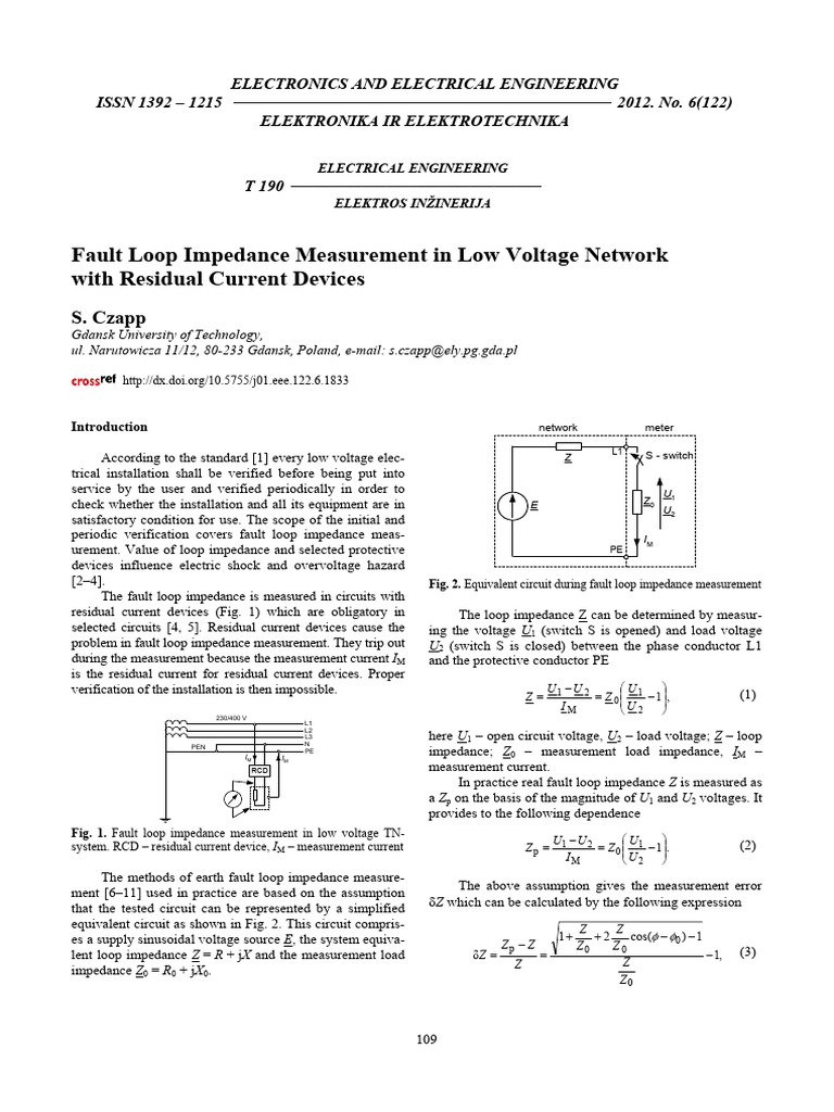 Fault Loop Impedance Measurement in Low Voltage Network With Residual ...