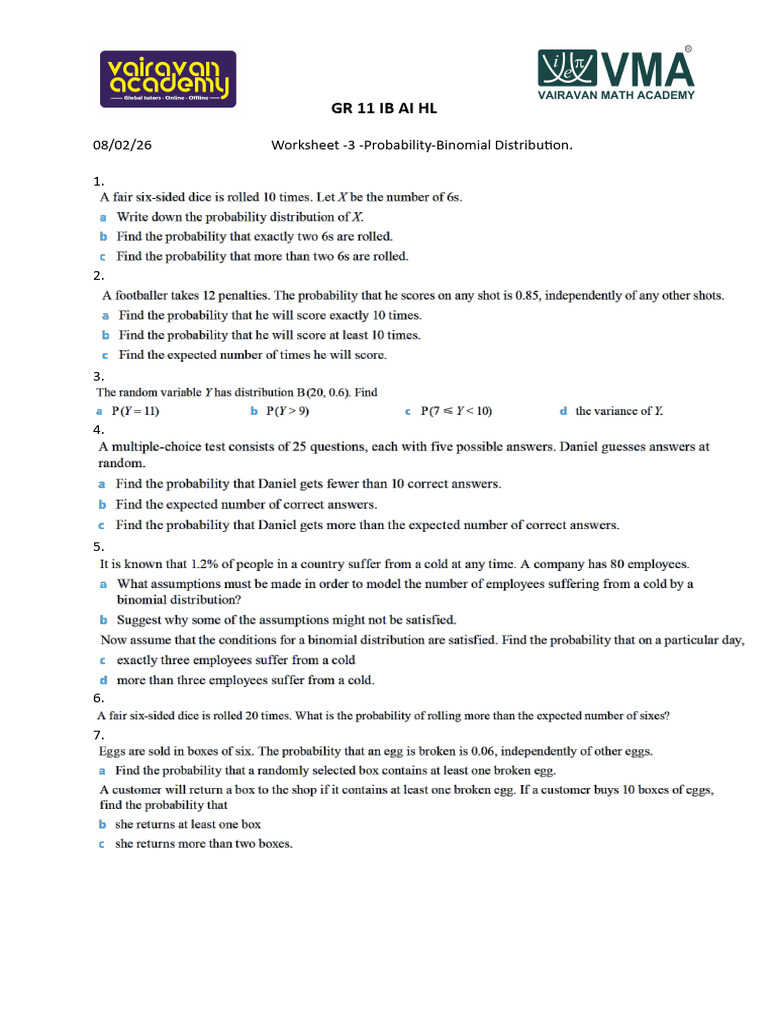GR 11 Ib Ai HL Ws 3 Probability | PDF
