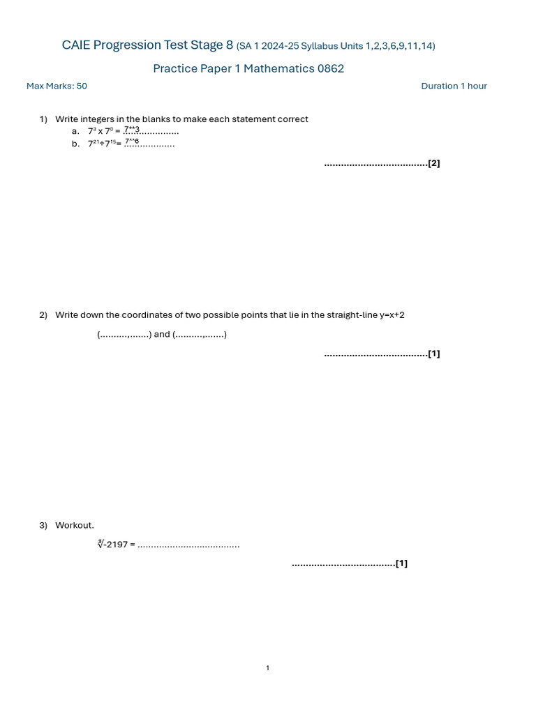 Term 1 Paper 1 Additional Practice Paper | PDF | Circle | Elementary ...