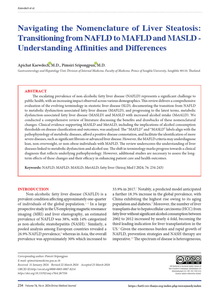 Navigating The Nomenclature of Liver Steatosis Tra | PDF