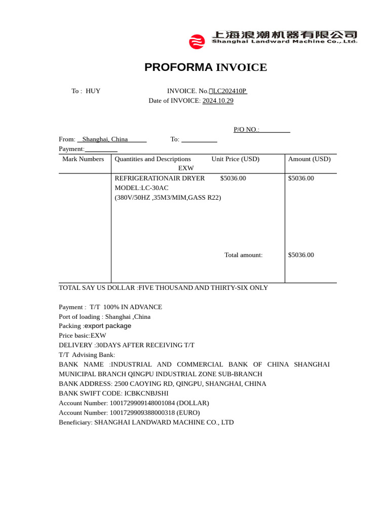 Invoice1 For Lc-30ac | PDF