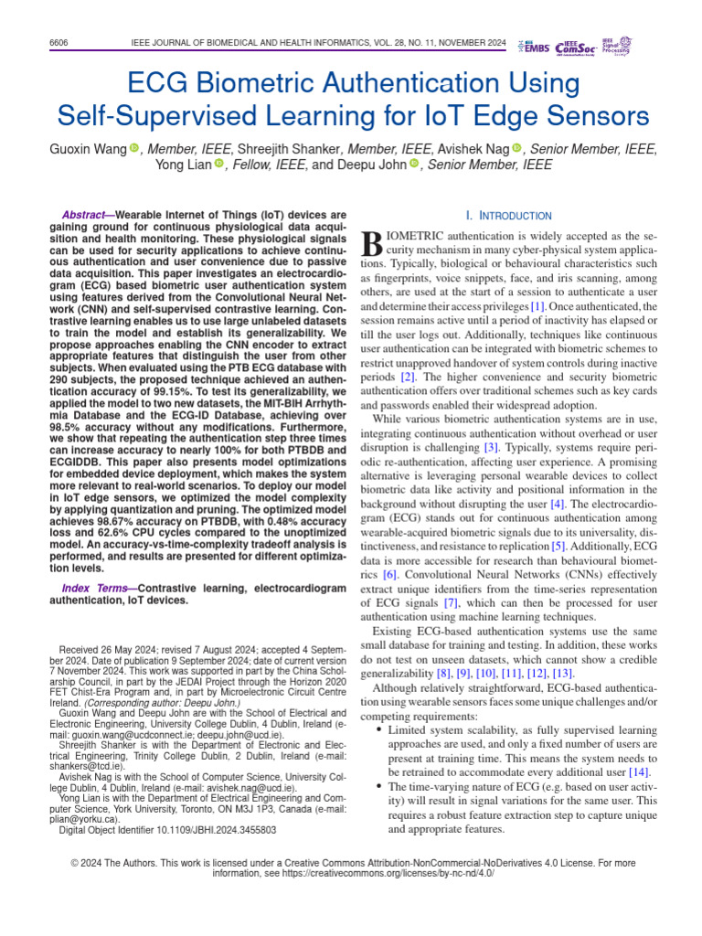 ECG Biometric Authentication Using Self-Supervised Learning For IoT ...