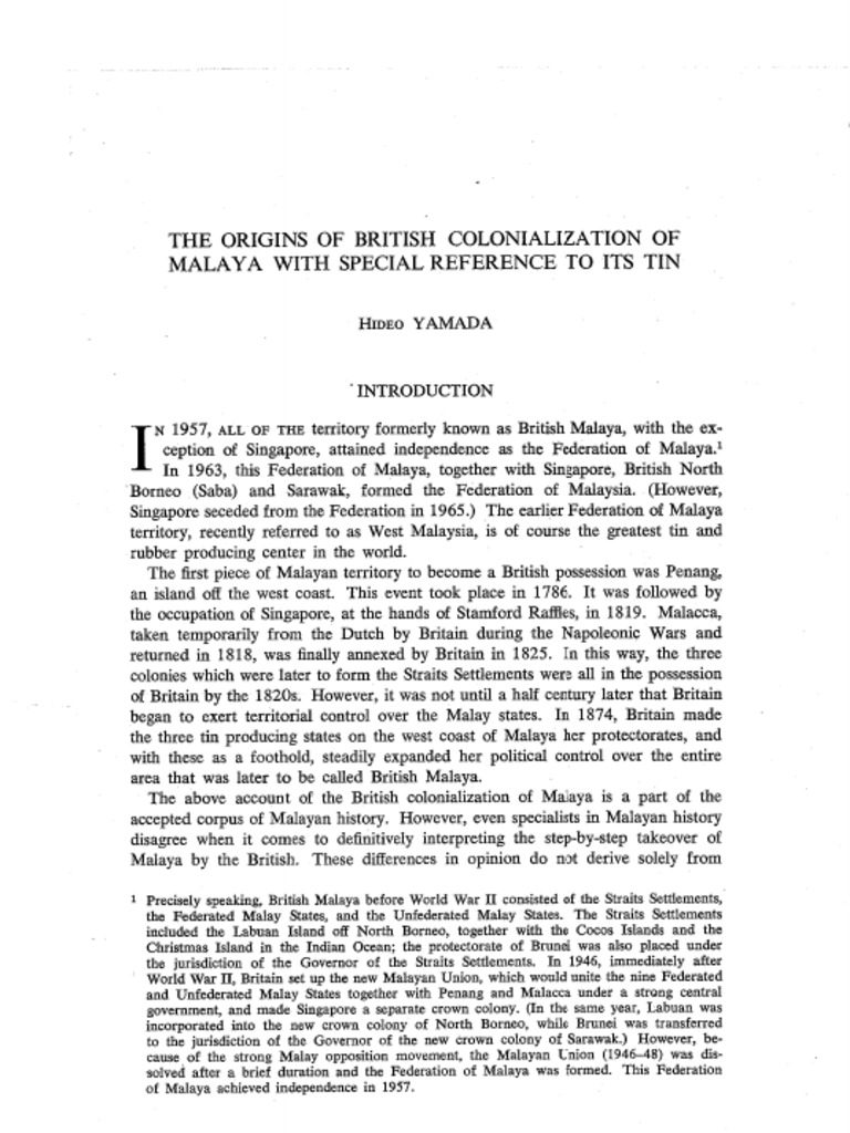 Origin of British Colonization of Malaya | PDF