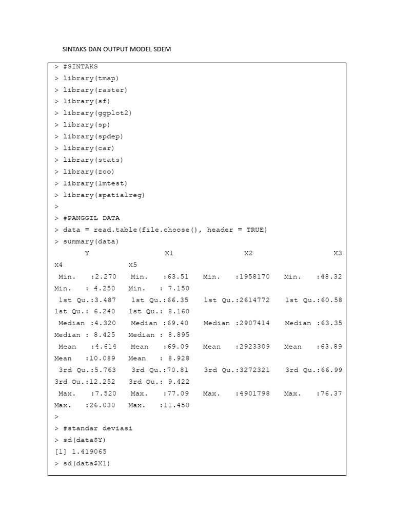 Sintaks Dan Output Model Sdem | PDF | Coefficient Of Determination ...