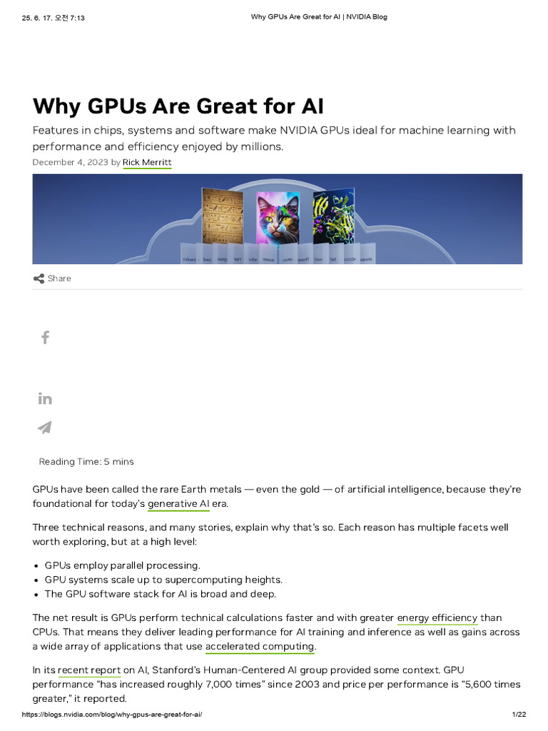 Why GPUs Are Great For AI - NVIDIA Blog | PDF | Graphics Processing ...