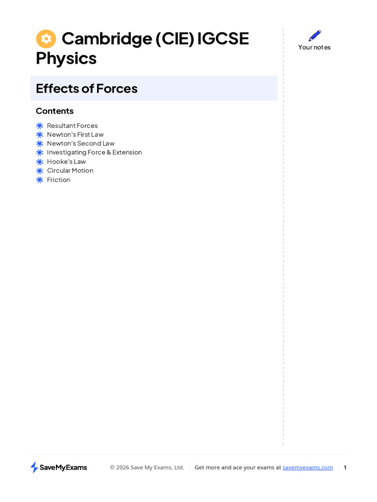 Chapter 5 Notes: Save My Exams | PDF | Force | Velocity