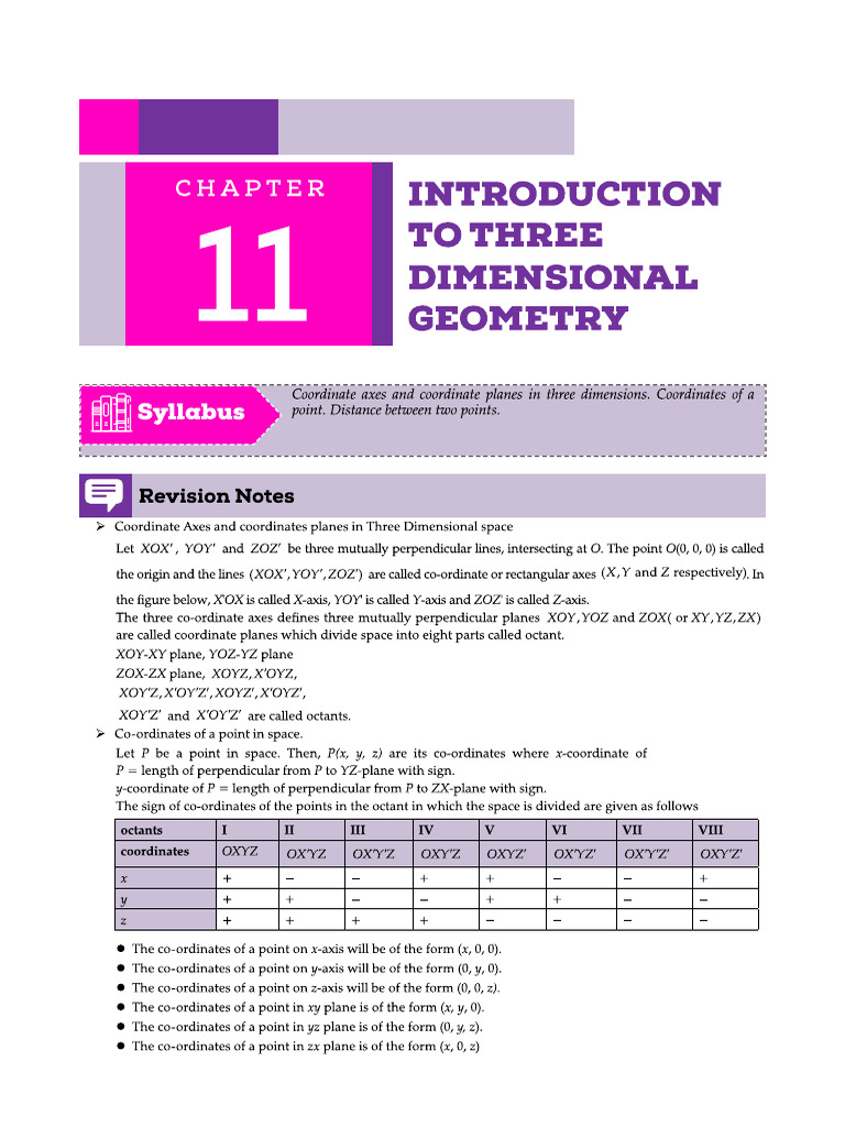 Introduction To 3 Dimensional Geometry | PDF