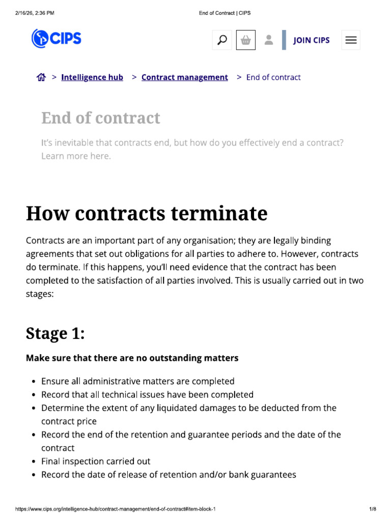 CIPS - 02.1.4 CM End of Contract | PDF