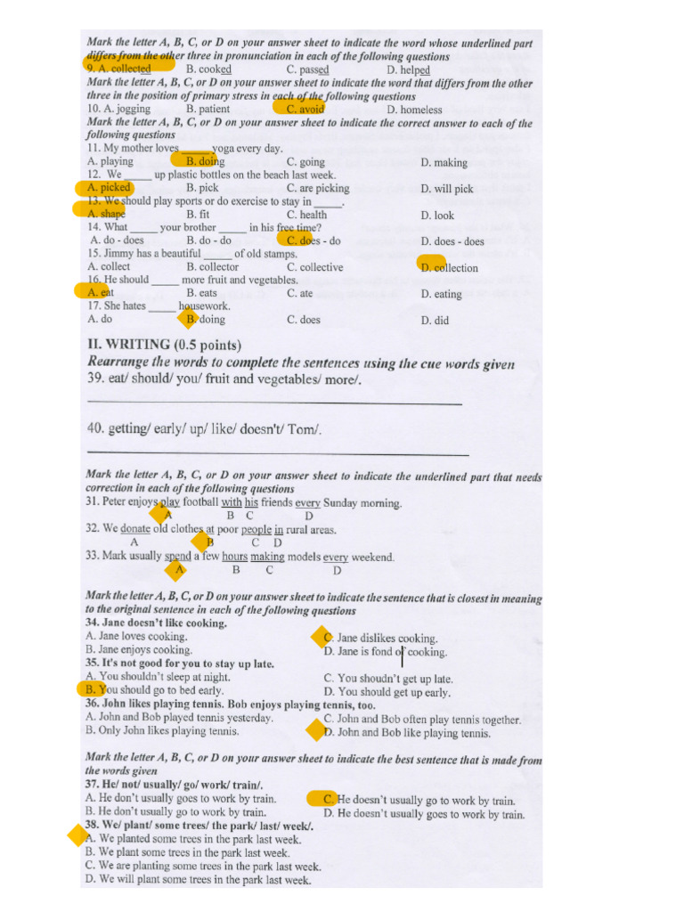 E7 Test Answer | PDF
