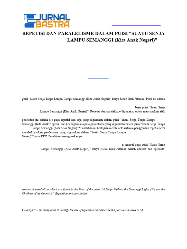 Repetisi Dan Paralelisme Dalam Suatu Senja RDP | PDF