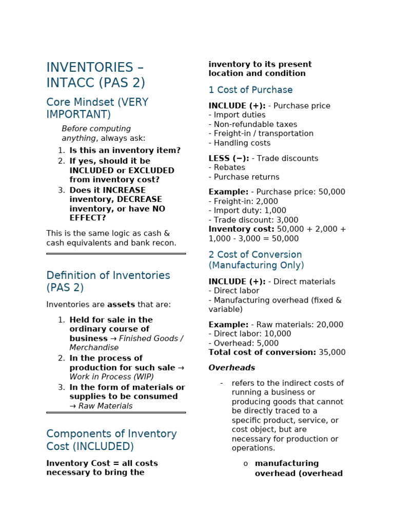 Intacc Inventory Notes | PDF | Inventory | Business