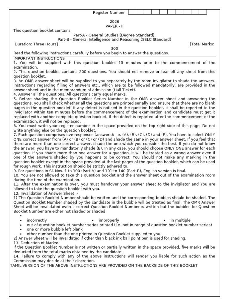 GRP 2 A Mains - Mock Test - 1-Answer Key | PDF