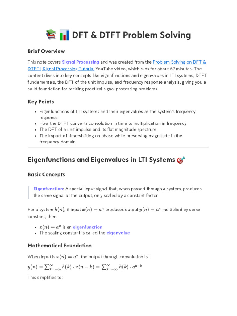 Problem Solving On DFT & DTFT - Signal Processing Tutorial | PDF ...
