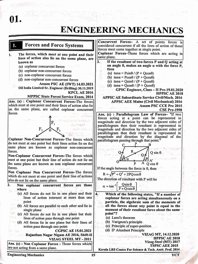 Questions Engineering Mech 1 | PDF