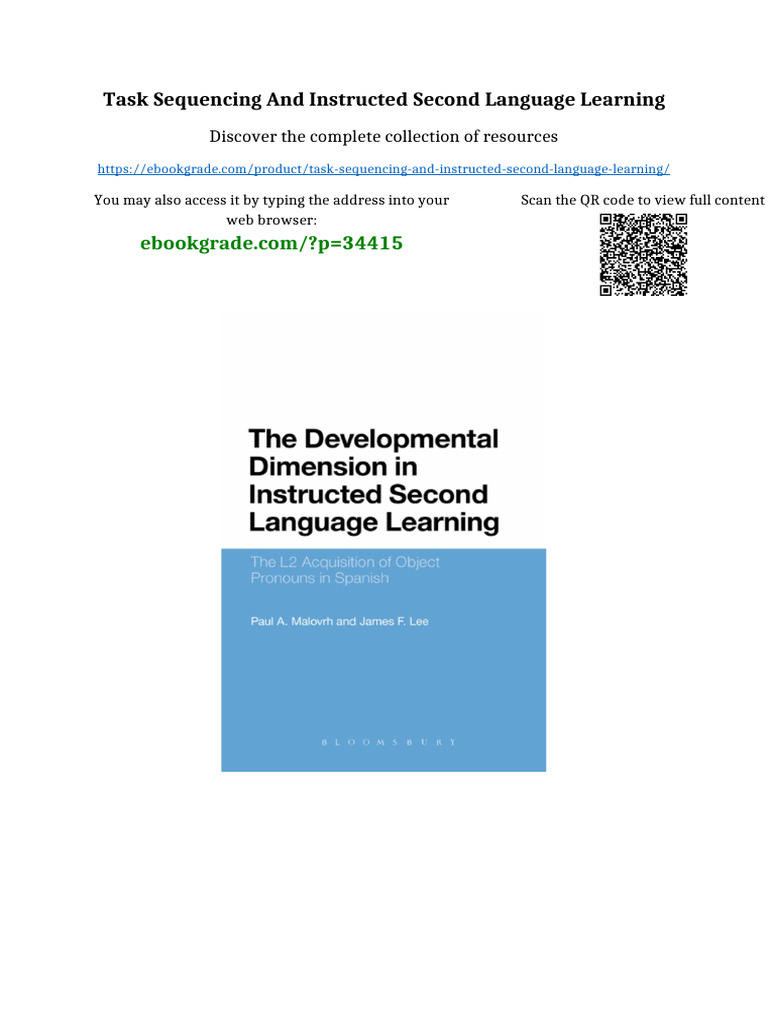 Task Sequencing and Instructed Second Language Learning Available Full ...
