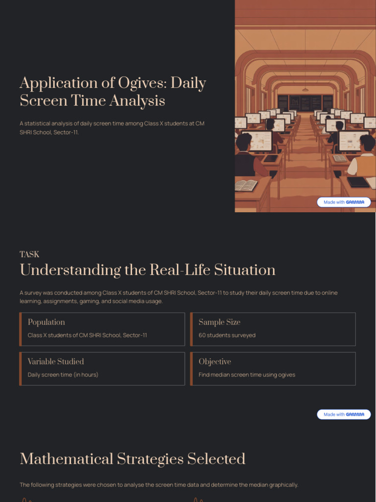 Application of Ogives Daily Screen Time Analysis | PDF | Median ...