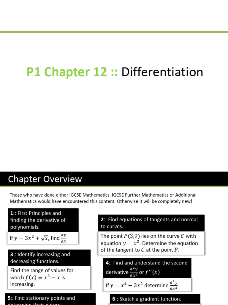 P1 Chp912 Differentiation | PDF | Derivative | Gradient