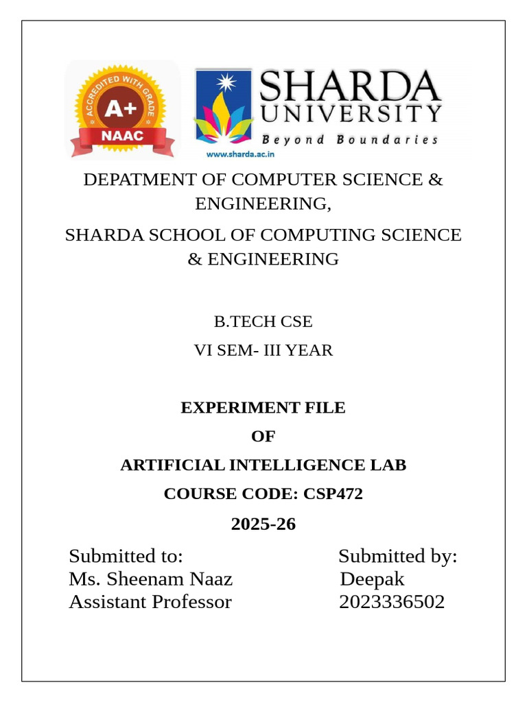 AI Lab Experiments | PDF | Function (Mathematics) | Mathematics