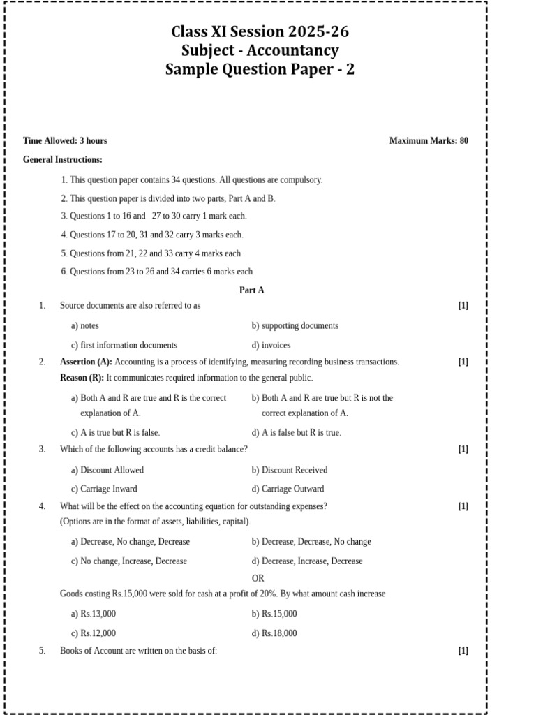 Accounts Sample Paper 2 | PDF | Debits And Credits | Bad Debt