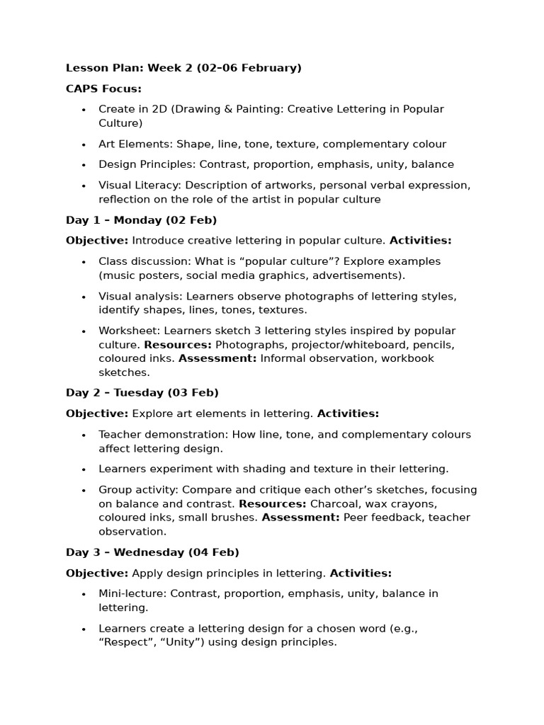 Lesson Plan Week 4 VA | PDF | Human Communication