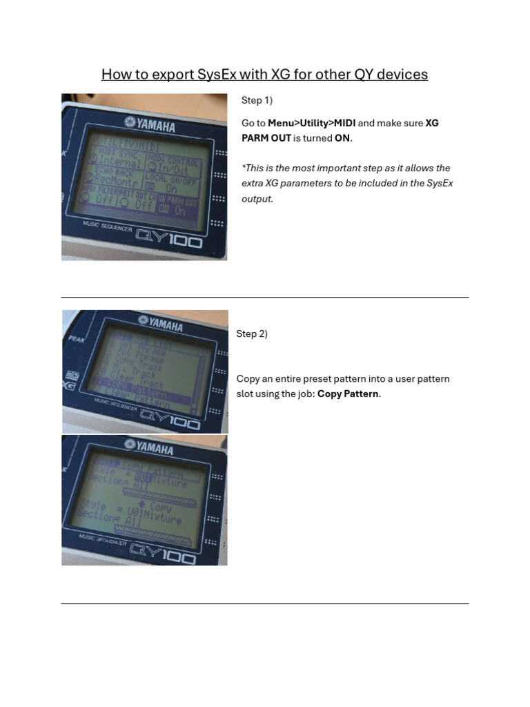 How To Export SysEx With XG For Other QY Devices | PDF