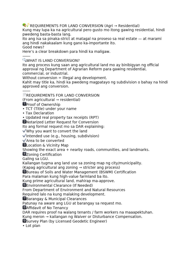 Requirements For Land Conversion | PDF | Urban | Property