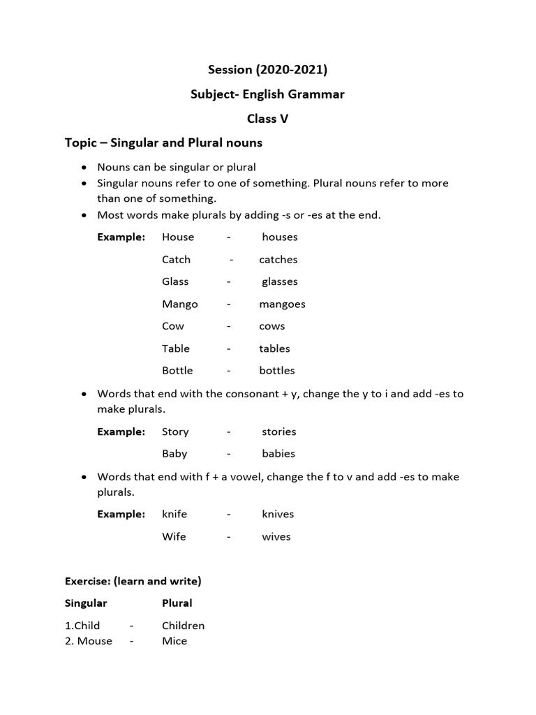 Class 5 - English Grammar | PDF