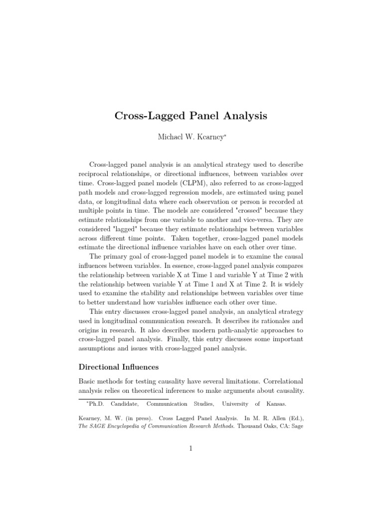 Cross Lagged Panel Model | PDF | Structural Equation Modeling | Causality