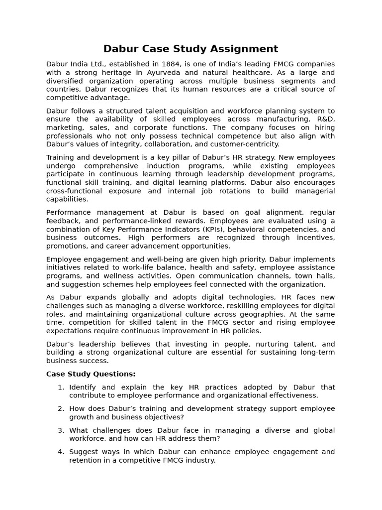 Dabur Case Study Assignment | PDF | Employment | Economies