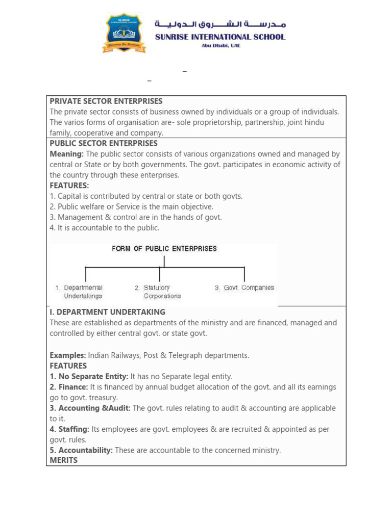 CH 3 - Private, Public and Global Enterprises - Notes | PDF ...