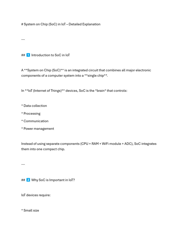 System On Chip Class Notes | PDF | System On A Chip | Internet Of Things