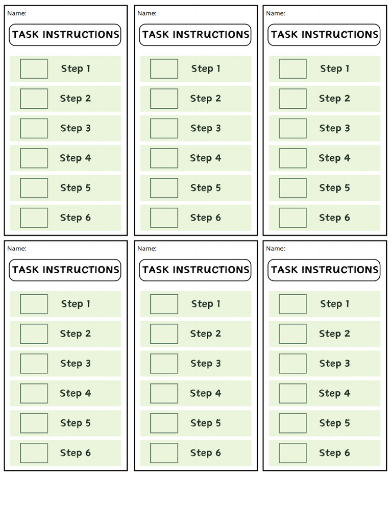 Task Instruction Cards | PDF