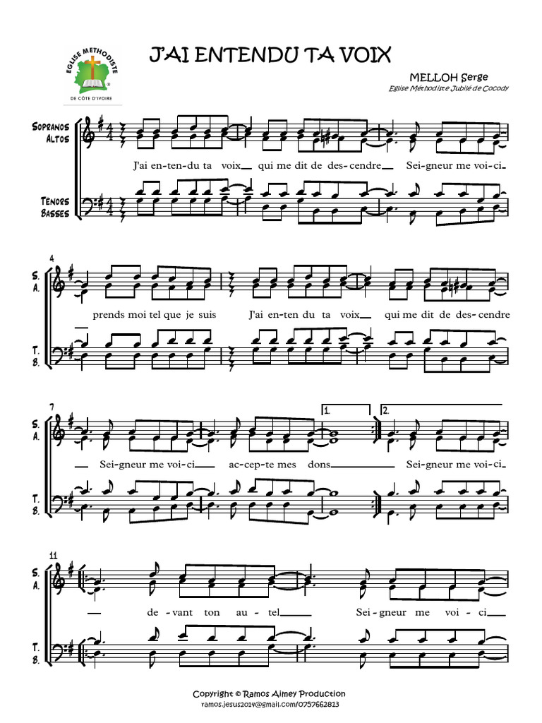 J'Ai Entendu Ta Voix - Partition Complète | PDF | Musique vocale