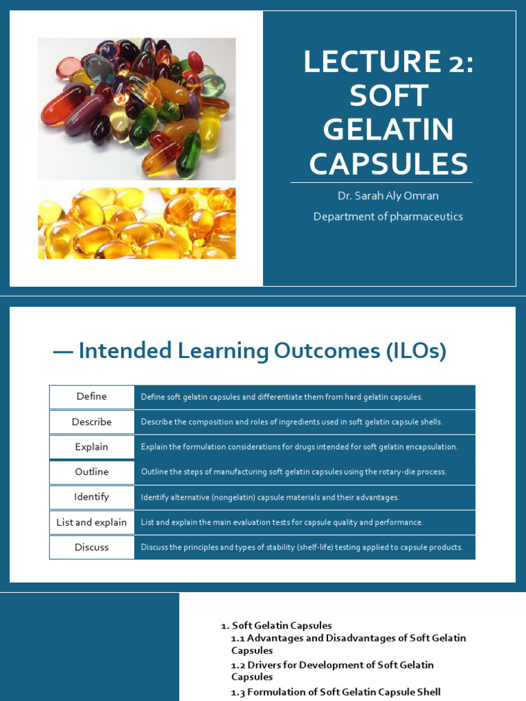 Lec 4 Lecture 2 - Soft Gelatin Capsules | PDF | Pharmaceutical ...