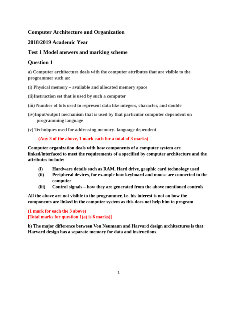 CS 220 Test 1 2019 Model Answers | PDF | Central Processing Unit ...