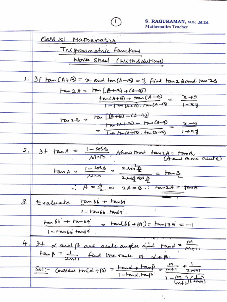 Chapter 3 Trigonometry Solutions | PDF