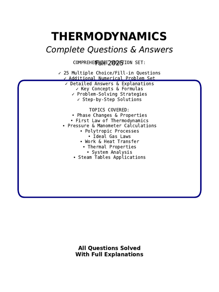 Thermodynamics Complete Questions and Answers | PDF | Phase (Matter ...