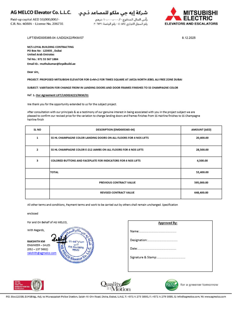 Lift Quotation | PDF