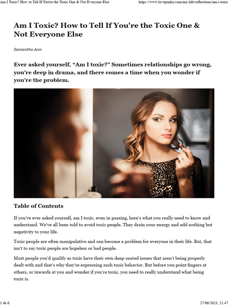 Am I Toxic - How To Tell If You'Re The Toxic One & Not Everyone Else ...