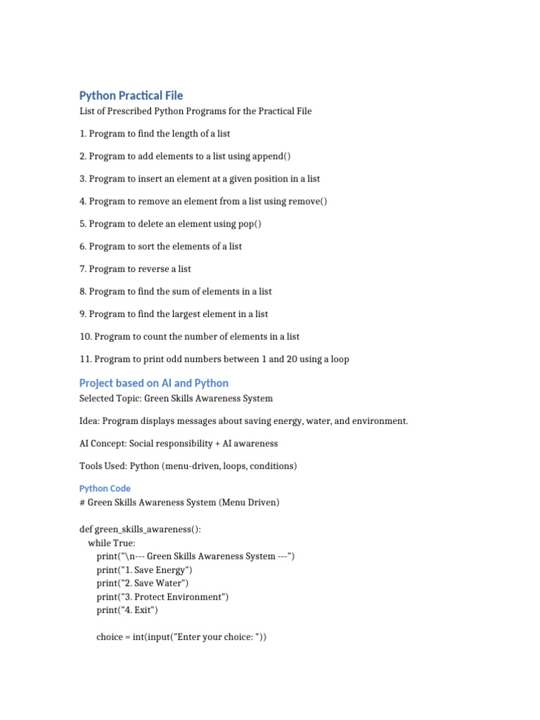 Python Practical File | PDF