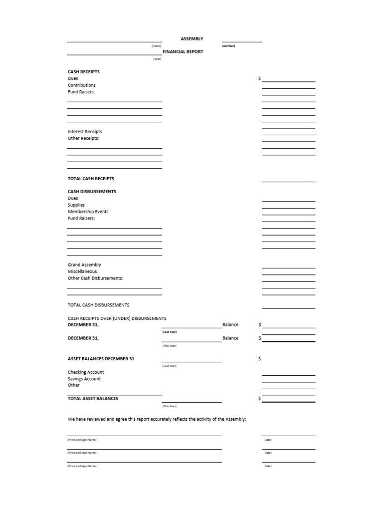 Main Assembly Financial Report Template | PDF