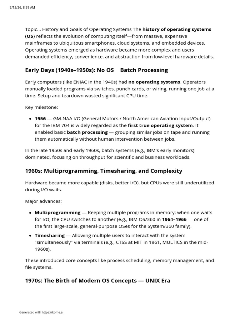 OS. (1) History and Goals of Operating Systems | PDF | Operating System ...