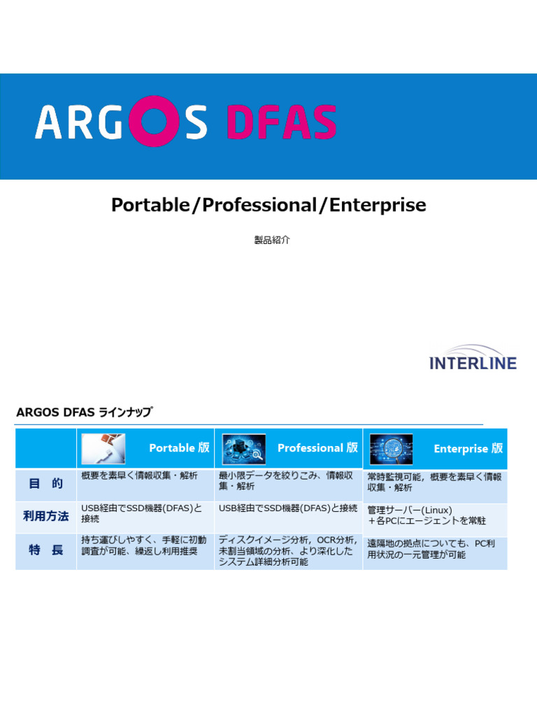 INTERLINE Digital Forensic Investigation Tool 'Argos DFAS' | PDF