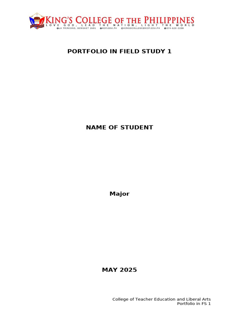 Fs 1 Portforlio Format | PDF