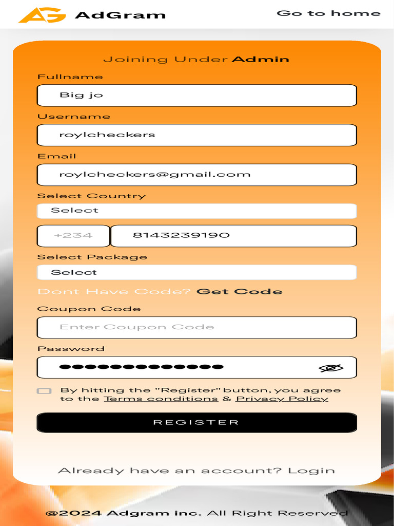 Adgram - Register | PDF