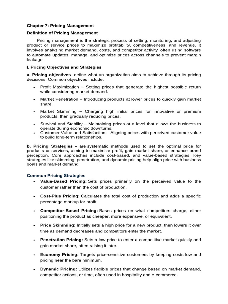 Chapter 7 Pricing Management | PDF | Pricing | Discounts And Allowances