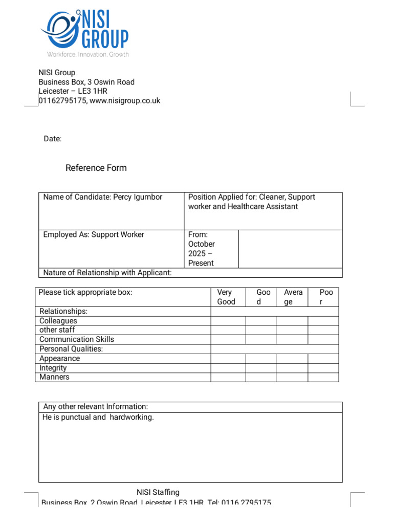 Reference Form | PDF